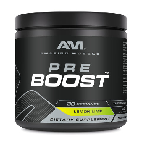 Image of Amazing Muscle Pre Boost | 30 Servings | Pre Workout Supplement for Men & Women | Lemon Lime Flavor