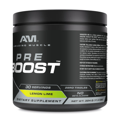 Image of Amazing Muscle Pre Boost | 30 Servings | Pre Workout Supplement for Men & Women | Lemon Lime Flavor