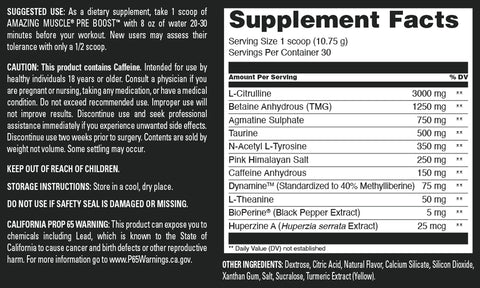 Image of Amazing Muscle Pre Boost | 30 Servings | Pre Workout Supplement for Men & Women | Pineapple Paradise Flavor