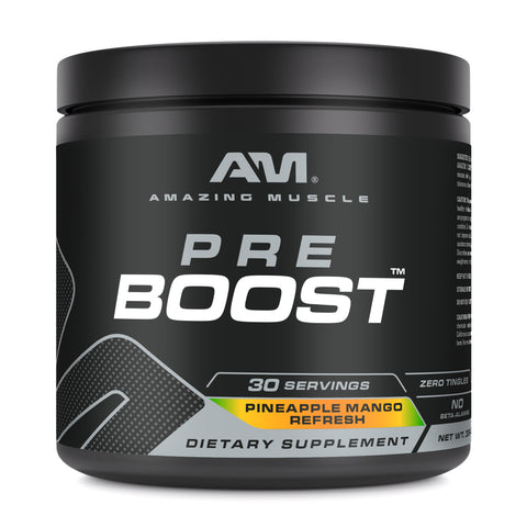 Image of Amazing Muscle Pre Boost | 30 Servings | Pre Workout Supplement for Men & Women | Pineapple Mango Flavor