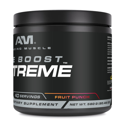 Image of Amazing Muscle Pre Boost Extreme Pre-Workout with Caffeine | Fruit Punch | 40 Servings | 20.46 Oz | 14.5 Grams per Serving