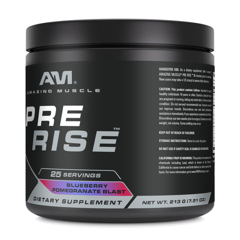 Image of Amazing Muscle Pre Rise | Pre Workout Powder Supplement | 25 Servings | Blueberry Pomegranate Blast Flavor