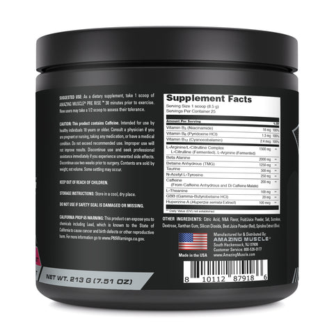 Image of Amazing Muscle Pre Rise | Pre Workout Powder Supplement | 25 Servings | Blueberry Pomegranate Blast Flavor