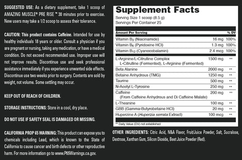 Image of Amazing Muscle Pre Rise | Pre Workout Powder Supplement | 25 Servings | Cherry Ice Flavor