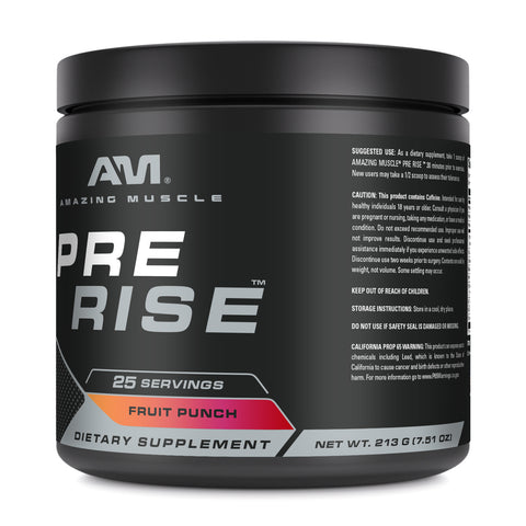 Image of Amazing Muscle Pre Rise | Pre Workout Powder Supplement | 25 Servings | Fruit Punch Flavor