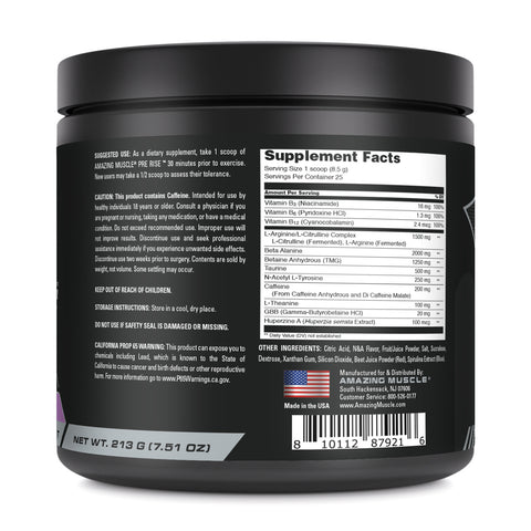 Image of Amazing Muscle Pre Rise | Pre Workout Powder Supplement | 25 Servings | Grape Candy Flavor