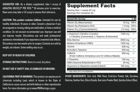 Image of Amazing Muscle Pre Rise | Pre Workout Powder Supplement | 25 Servings | Grape Candy Flavor