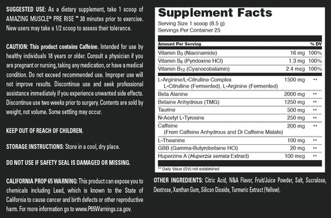 Image of Amazing Muscle Pre Rise | Pre Workout Powder Supplement | 25 Servings | Pineapple Mango Flavor