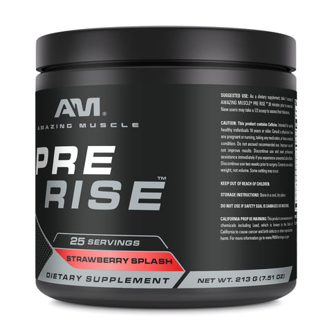 Image of Amazing Muscle Pre Rise | Pre Workout Powder Supplement | 25 Servings | Strawberry Splash Flavor