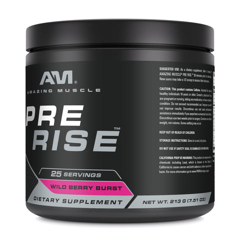 Image of Amazing Muscle Pre Rise | Pre Workout Powder Supplement | 25 Servings | Wild Berry Burst Flavor