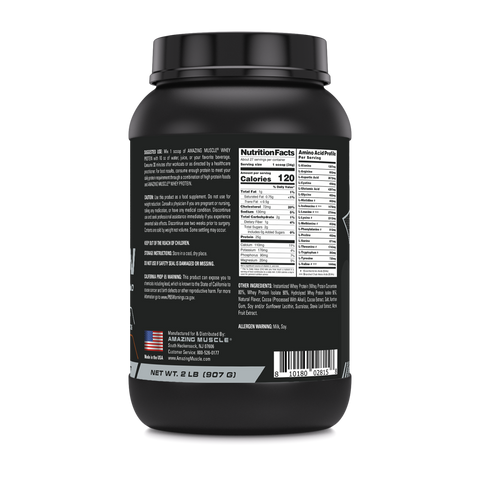 Image of Amazing Muscle Whey Protein Isolate & Concentrate | 2 Lbs | Chocolate