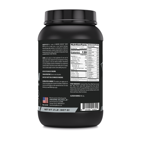 Image of Amazing Muscle Whey Protein Isolate & Concentrate Powder | Cookies & Cream Flavor | 2 Lb | 25 G Protein per Serving | 26 Servings