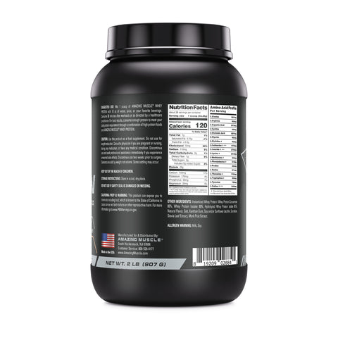 Image of Amazing Muscle Whey Protein Isolate & Concentrate Powder | Vanilla Toffee Flavor | 2 Lb | 25 G Protein per Serving | 28 Servings