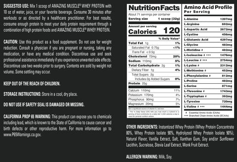 Image of Amazing Muscle Whey Protein Isolate & Concentrate Powder | Butterscotch Flavor | 5 Lb | 25 G Protein per Serving | 70 Servings