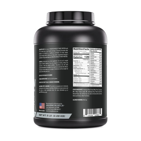 Image of Amazing Muscle Whey Protein Isolate & Concentrate Powder | Coconut Flavor | 5 Lb | 25 G Protein per Serving | 70 Servings