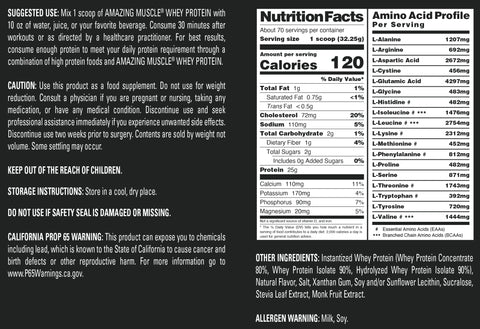 Image of Amazing Muscle Whey Protein Isolate & Concentrate Powder | Vanilla Toffee Flavor | 5 Lb | 25 G Protein per Serving | 70 Servings