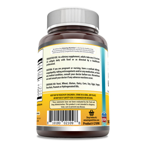 Image of Amazing Omega Norwegian Cod Liver Oil | 1000 Mg | 250 Softgels | Lemon Flavor