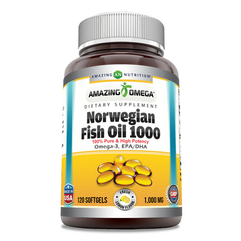Image of Amazing Omega Norwegian Fish Oil Lemon Flavor 1000 Mg 120 Softgels
