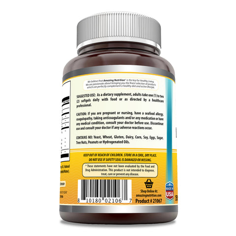 Image of Amazing Omega Norwegian Fish Oil | 1000 Mg | 250 Softgels | Lemon Flavor