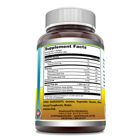 Image of Amazing Omega Fish Oil | 1000 Mg | 200 Softgels
