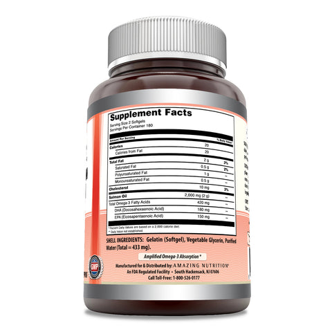 Image of Amazing Omega Wild Alaskan Salmon Oil | 2000 Mg per Serving | 360 Softgels