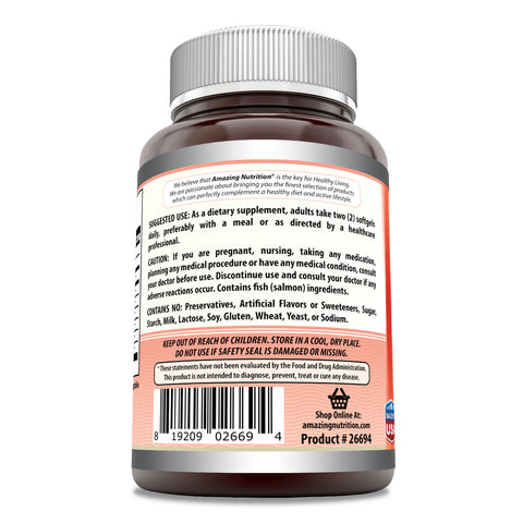 Image of Amazing Omega Wild Alaskan Salmon Oil | 2400 Mg Per Serving | 120 Softgels