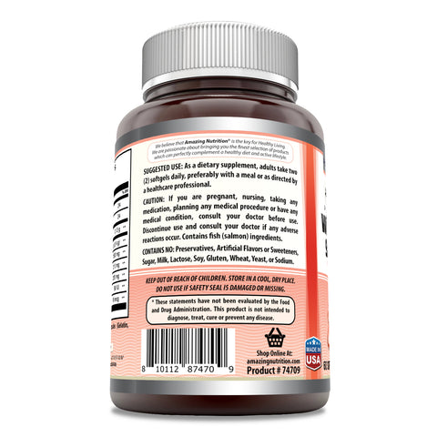 Image of Amazing Omega Wild Alaskan Salmon Oil | 2400 Mg Per Serving | 60 Softgels