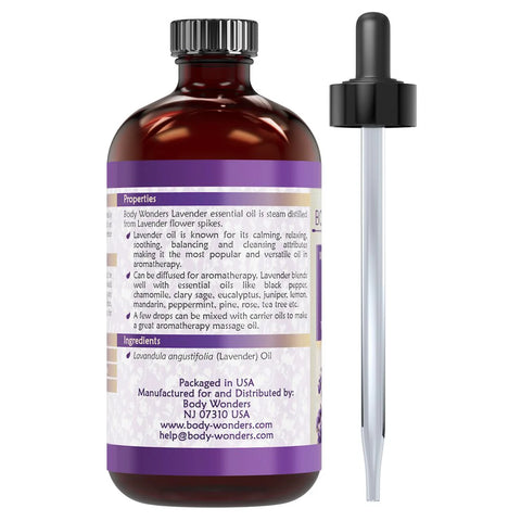 Image of Body Wonders Lavender Oil | Therapeutic Grade Essential Oil | 4 Fl. Oz (118 ml)