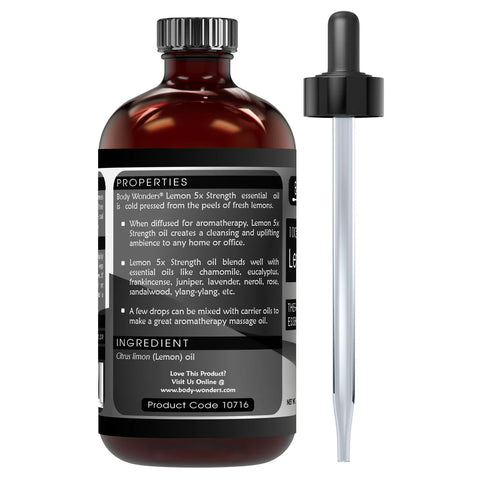 Image of Body Wonders Lemon 5x extra Strength | Therapeutic Grade Essential Oil | 4 Fl. Oz (118 ML)