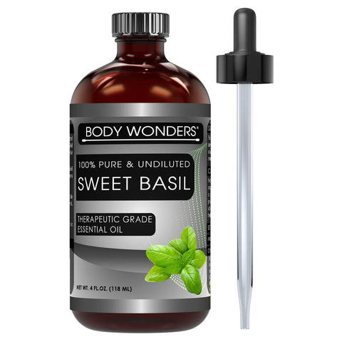 Image of Body Wonders Sweet Basil | Therapeutic Grade Essential Oil | 4 Fl. Oz (118 ML)