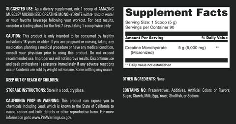 Image of Amazing Muscle Micronized Creatine Monohydrate | 1 Lb | 90 Servings | 5 Grams per Serving
