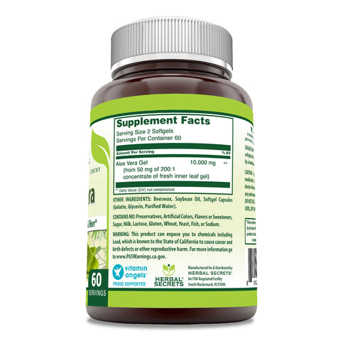 Image of Herbal Secrets Aloe Vera | 10,000 Mg per Serving | 120 Softgels