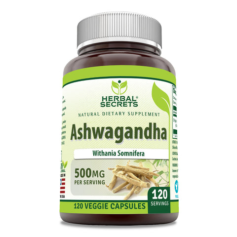 Image of Herbal Secrets Ashwagandha | 500 Mg | 120 Veggie Capsules