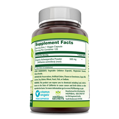 Image of Herbal Secrets Ashwagandha | 500 Mg | 120 Veggie Capsules