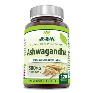 Herbal Secrets Ashwagandha Extract | 500 Mg | 120 Veggie Capsules