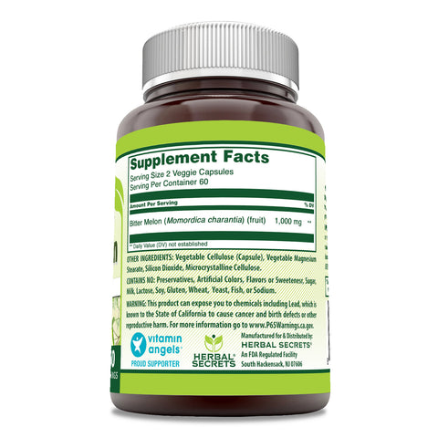 Image of Herbal Secrets Bitter Melon | 1000 Mg Per Serving | 120 Veggie Capsules