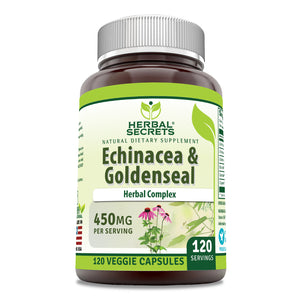 Herbal Secrets Echinacea & Goldenseal Root | 450 Mg | 120 Veggie Capsules