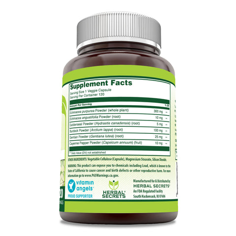 Image of Herbal Secrets Echinacea & Goldenseal Root | 450 Mg | 120 Veggie Capsules
