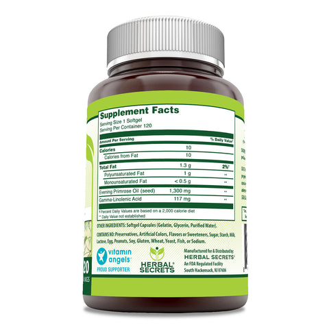 Image of Herbal Secrets Evening Primrose Oil | 1300 Mg | 120 Softgels