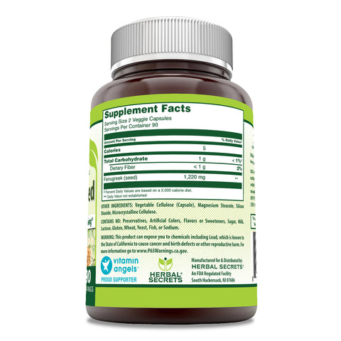 Image of Herbal Secrets Fenugreek Seed | 1220 Mg Per Serving | 180 Veggie Capsules
