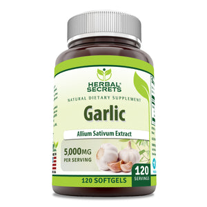 Herbal Secrets Garlic | 5000 Mg | 120 Softgels