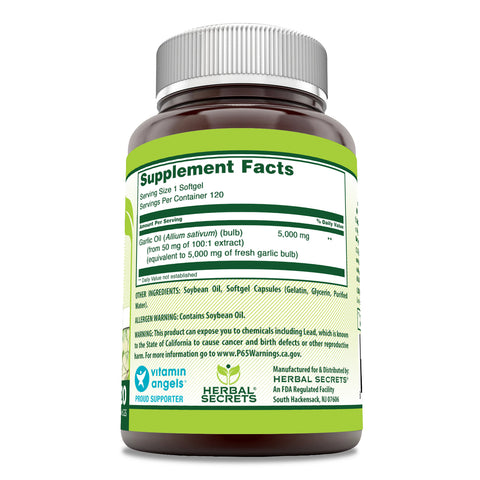 Image of Herbal Secrets Garlic | 5000 Mg | 120 Softgels