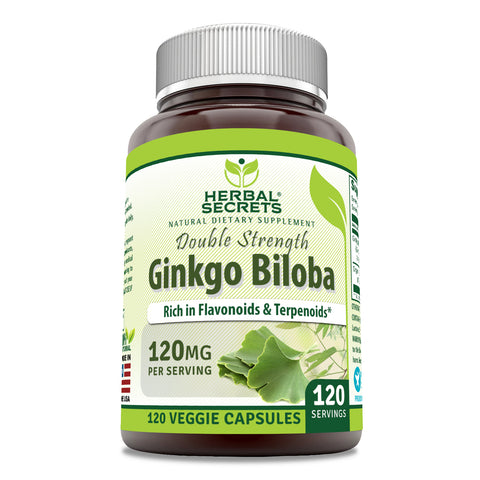 Image of Herbal Secrets Ginkgo Biloba (Double Strength) | 120 Mg | 120 Veggie Capsules