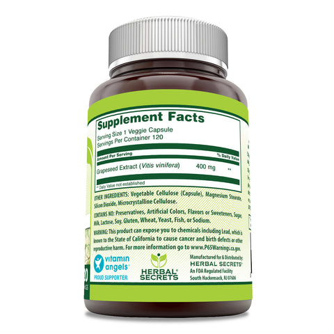 Image of Herbal Secrets Grapeseed Extract | 400 Mg | 120 Veggie Capsules