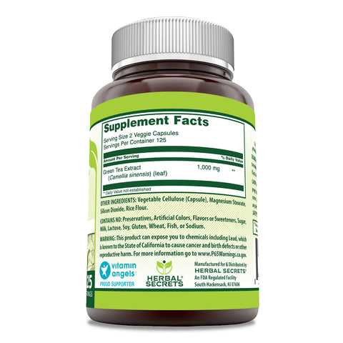 Image of Herbal Secrets Green Tea Extract | 1000 Mg | 250 Capsules