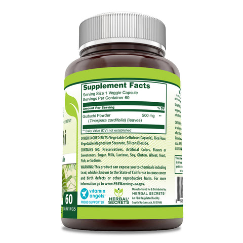 Image of Herbal Secrets Guduchi | 500 Mg | 60 Veggie Capsules