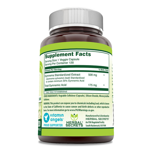 Image of Herbal Secrets Gymnema | 500 Mg | 120 Veggie Capsules