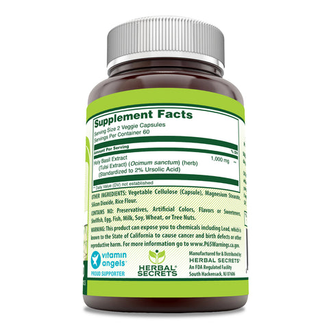 Image of Herbal Secrets Holy Basil | 1000 Mg Per Serving | 120 Veggie Capsules