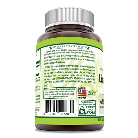 Image of Herbal Secrets Licorice Root | 450 Mg | 100 Veggie Capsules