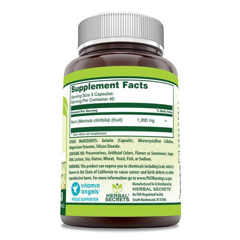 Image of Herbal Secrets Noni | 1200 Mg per Serving | 120 Capsules